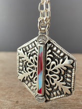 Load image into Gallery viewer, Candy Cane Hexagonal Snowflake Pendant #3