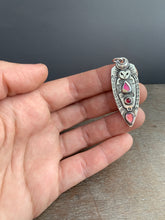 Load image into Gallery viewer, Owl pendant #4 Tourmaline, and garnets