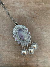 Load image into Gallery viewer, Kammererite with amethyst and jingles necklace