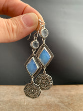 Load image into Gallery viewer, Opalite and clear Quartz earrings