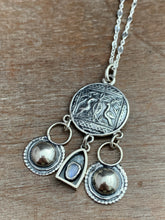 Load image into Gallery viewer, Bird medallion with handmade bells and a tiny moonstone shrine