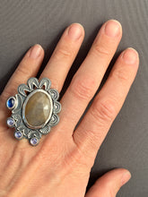 Load image into Gallery viewer, Large sapphire and kyanite statement ring Size 7.5