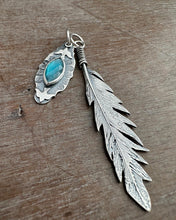 Load image into Gallery viewer, Cast Feather and Apatite Bird Charm
