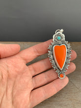 Load image into Gallery viewer, Roserita Turquoise and Carnelian sacred heart pendant