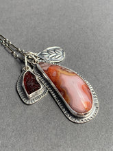 Load image into Gallery viewer, Agate and garnet crystal charm necklace