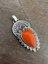 Load image into Gallery viewer, Orange rosarita Sacred Heart pendant