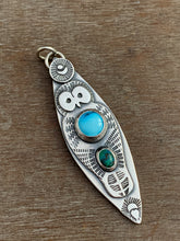 Load image into Gallery viewer, Owl pendant - Egyptian turquoise and chrysocholla