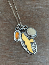 Load image into Gallery viewer, Garnet and beach stone with a gold hawk charm collection