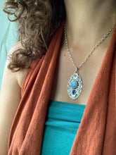 Load image into Gallery viewer, Lavender blue Kazakhstan turquoise owl pendant