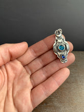 Load image into Gallery viewer, Owl pendant #8 with Kyanites *PLease note, the top kyanite is a vivid teal blue my camera cannot depict*