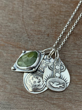 Load image into Gallery viewer, Green Sapphire, Bear, Bee, and Bird charms