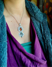 Load image into Gallery viewer, Hessonite garnet and Pixie turquoise elaborate pendant