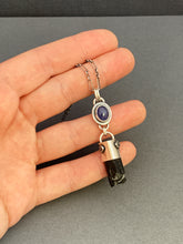 Load image into Gallery viewer, Tanzanite and black tourmaline crystal necklace