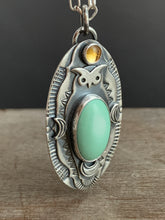 Load image into Gallery viewer, Variscite Owl Pendant