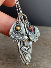 Load image into Gallery viewer, Rainbow moonstone and tourmaline charm collection with 22k gold and 18k gold accent