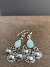 Load image into Gallery viewer, Man made Opal and Quartz earrings