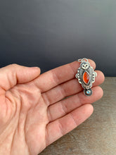 Load image into Gallery viewer, Owl pendant #9 Hessonite Garnet and Blue Topaz