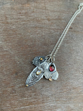 Load image into Gallery viewer, Rainbow moonstone and tourmaline charm collection with 22k gold and 18k gold accent