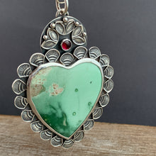 Load image into Gallery viewer, Variscite and tourmaline Sacred Heart pendant