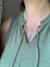 Load image into Gallery viewer, Owl pendant #3- Amazonite, Andalusite, and Blue Topaz