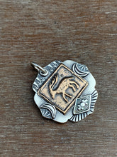 Load image into Gallery viewer, Sterling silver and bronze deer pendant