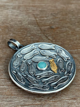Load image into Gallery viewer, Silver fish parable pendant with Amazonite