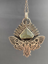 Load image into Gallery viewer, Moth Pendant with Sparkly Triangular Carved topaz.