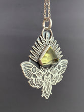 Load image into Gallery viewer, Moth Pendant with Sparkly Triangular Carved topaz.