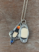 Load image into Gallery viewer, Fossilized Wooly Mammoth and Montana Agate Charm Set