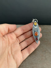Load image into Gallery viewer, Garnet and Topaz Owl Pendant