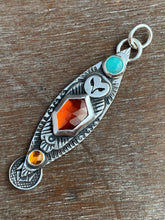 Load image into Gallery viewer, Owl pendant #5 Amazonite, Hessonite Garnet, and Citrine