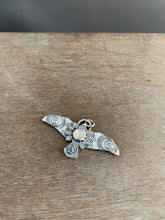 Load image into Gallery viewer, Large moonstone stamped bird pendant