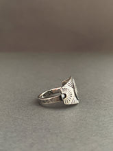 Load image into Gallery viewer, Small size 6.5 Sacred symbol shield ring