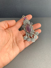 Load image into Gallery viewer, Yttrium fluorite with amethyst and iolite jingle necklace