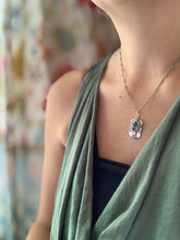 Load image into Gallery viewer, Silver sheen sapphire and garnet charm necklace