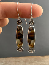 Load image into Gallery viewer, Montana agate eye and moon earrings