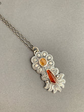 Load image into Gallery viewer, Rutilated quartz and orange kyanite pendant