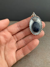 Load image into Gallery viewer, Blue sapphire and Our Lady of Guadalupe pendant
