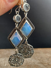 Load image into Gallery viewer, Opalite and clear Quartz earrings
