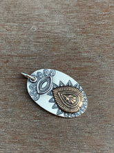 Load image into Gallery viewer, Sterling silver and bronze drop eye pendant