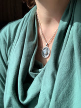 Load image into Gallery viewer, Grey moonstone double sided dragon egg medallion