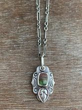 Load image into Gallery viewer, Watermelon tourmaline leaf charm