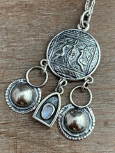 Load image into Gallery viewer, Bird medallion with handmade bells and a tiny moonstone shrine