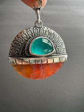Load image into Gallery viewer, Snakeskin carnelian and amazonite medallion