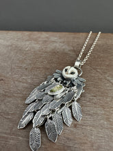 Load image into Gallery viewer, owl pendant with fluttering feathers by proxartist