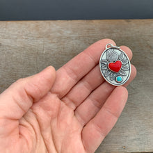 Load image into Gallery viewer, Rosarita and turquoise Sacred Heart Pendant