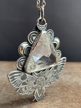 Load image into Gallery viewer, Moth pendant with vintage Swarovski Crystal prism
