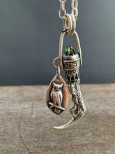 Load image into Gallery viewer, Cast owl talon and crystal pendant