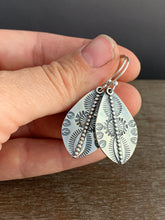 Load image into Gallery viewer, Small stamped silver earrings