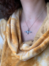 Load image into Gallery viewer, Small topaz stamped bird pendant #2